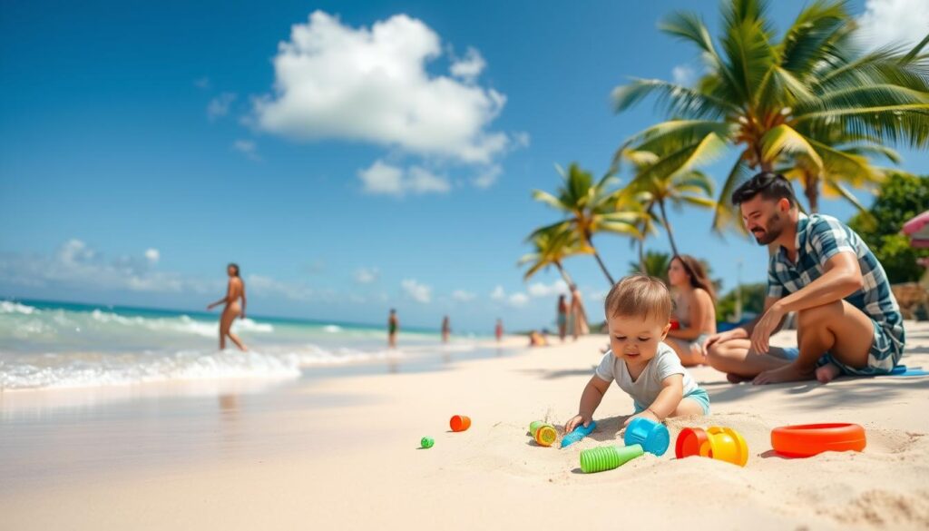 ai beach with toddler